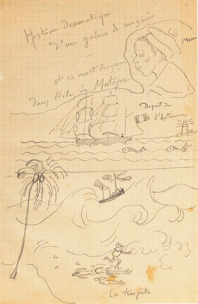 Genç Jacques Bousquet, Pont-Aven veya Le Pouldu için yapılmış çizimlerden oluşan bir albümden çizim, 1889-90 by Paul Gauguin