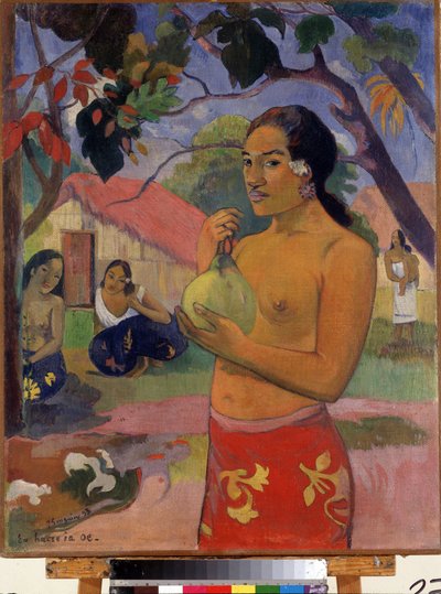 ""Eu haere ia oe"" Nereye gidiyorsun? (Meyve tutan kadın. Nereye gidiyorsun?) (Elinde meyve tutan Tahitili kadın) Paul Gauguin