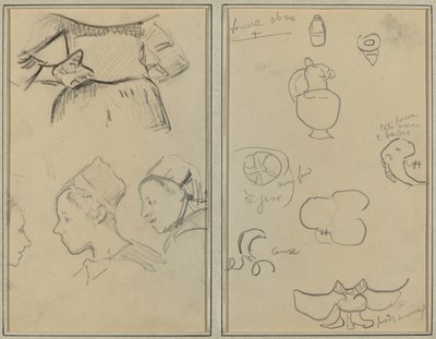 Breton Kadınları Üzerine Dört Araştırma; Şekiller ve Vazolar [verso] by Paul Gauguin