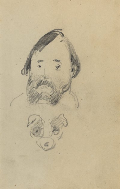 Köpek Başlı Sakallı Bir Adamın Başı [rekto] by Paul Gauguin