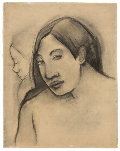 Tahiti Kadın Başkanları, Önden ve Profil Görünümleri by Paul Gauguin