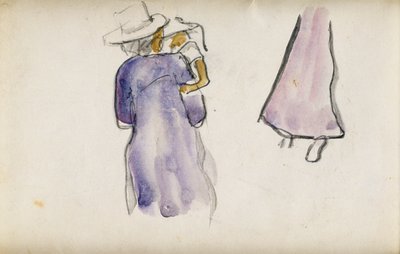 Anne ve Çocuk, Önde Tahiti, Arkada Figür (suluboya) by Paul Gauguin