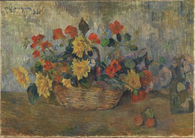 Sepette Nasturtiums ve Dahlias by Paul Gauguin
