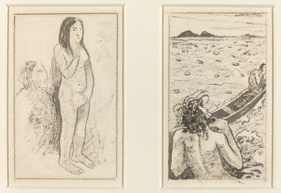 Kötülük Sözleri (solda); Tahiti Efsanesi (sağda) by Paul Gauguin