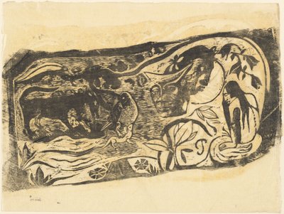 Boynuzlu Şeytan Kafalı Plaka (Planche sesli bilgi) by Paul Gauguin