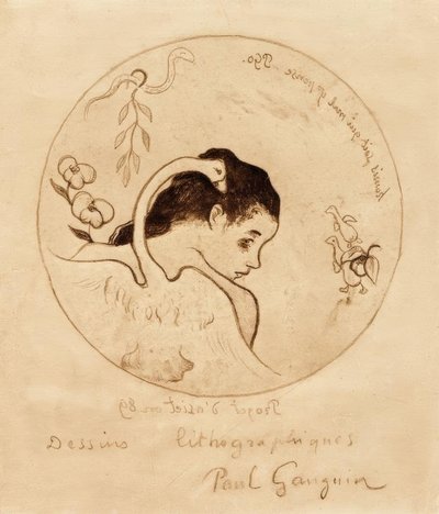 Bir tabak için proje - Leda ve kuğu by Paul Gauguin