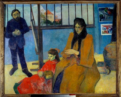 Schuffenecker's Workshop veya Schuffenecker ailesi. Emile Scuffenecker (1851-1934), karısı, kızlık soyadı Louise Lancon ve çocukları Jeanne ve Paul'un portresi. Paul Gauguin'in (1848-1903) tablosu by Paul Gauguin