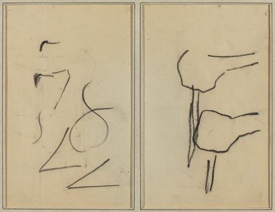 karalamalar; İki Şekil [verso] by Paul Gauguin