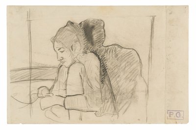 Oturan Tahiti Kadını (rekto), Horoz ve Tavuk Eskizleri (verso) by Paul Gauguin