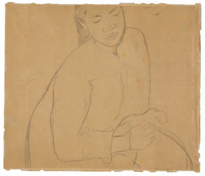 Oturmuş Tahiti kadın (te faaturuma [reverie] resim ile ilgili) by Paul Gauguin