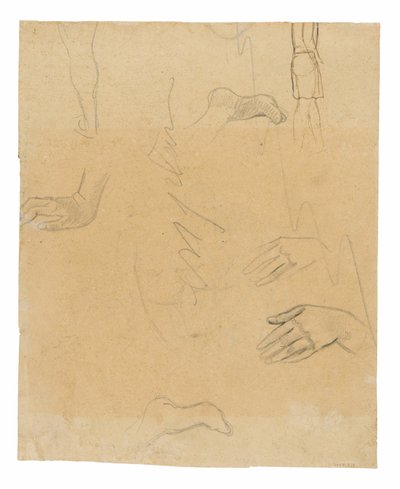 Figür, El ve Ayak Eskizleri (Aha oe feii? [Ne! Kıskanç mısın?] tablosuyla ilgili) by Paul Gauguin