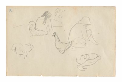 Oturan Figürler ve Tavukların Eskizleri (recto), Çıplak Dişi Gövde (Te a no areois [The Seed of the Areoi] resmiyle ilgili) (verso), Carnet de Tahiti