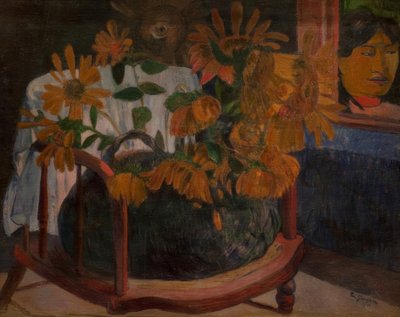 Bir koltukta ayçiçeği by Paul Gauguin