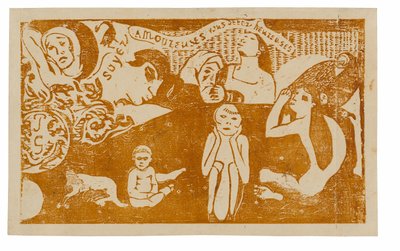Geç Ahşap Blok Baskılar Takımından Sevgiler, Mutlu Olursunuz by Paul Gauguin