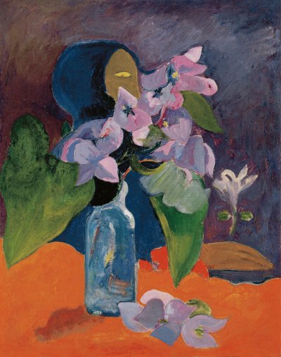 Çiçekler ve İdol ile Natürmort, Gauguin, Paul Eugene Henri (1848-1903). Tuval üzerine yağlı boya, yaklaşık 1892, Ebat : 40,3x32. Kunsthaus Zürih by Paul Gauguin