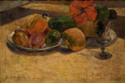 Mango ve ebegümeci ile natürmort by Paul Gauguin
