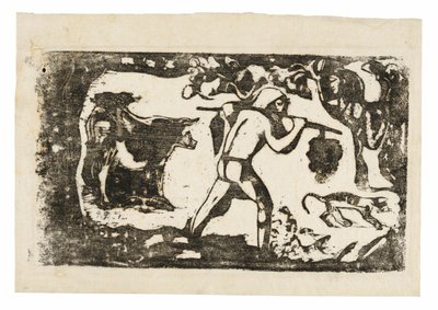 Tahiti Taşıyan Muz, Geç Ahşap Blok Baskılar Süitinden by Paul Gauguin