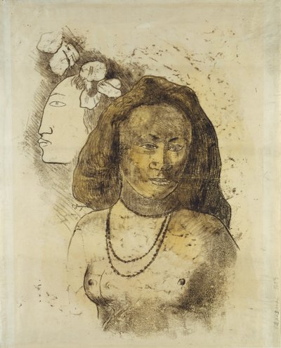 Kötü Ruhlu Tahitili Kadın, 1899-1900 civarı (kağıt üzerine sulu boya ile monotip) by Paul Gauguin