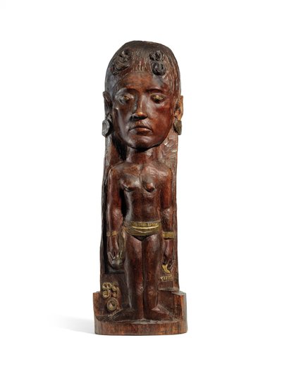 Thérèse, c.1902-3 (oyulmuş miro ahşap, yaldız ve bakır çiviler) (ayrıca bkz. 2835560-2) by Paul Gauguin