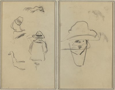 İki Breton Figürü ve İki Kaz Çalışmaları; Şapkalı Adam [verso] by Paul Gauguin