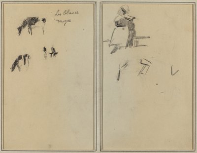 İki İnek; Oturan Breton Kadın [verso] by Paul Gauguin