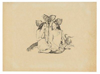 İki Maori Kadını Çömelmiş by Paul Gauguin