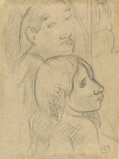 İki Marquesans [verso], c. 1902. by Paul Gauguin