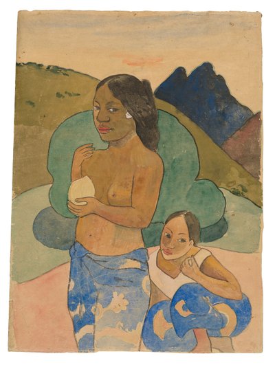 Bir Manzarada İki Tahitili Kadın, 1892 dolayları (suluboya ve guaj) by Paul Gauguin