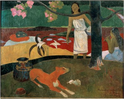 İki Tahitili kadın ve bir köpek. (Tahit pastoral). Paul Gauguin