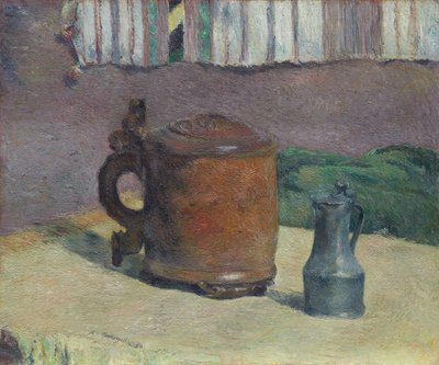 Ahşap Tankard ve Metal Sürahi by Paul Gauguin