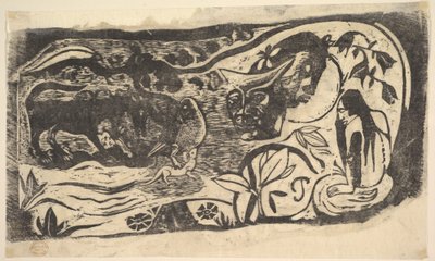 Boynuzlu Başlı Gravür, 1898-99. by Paul Gauguin