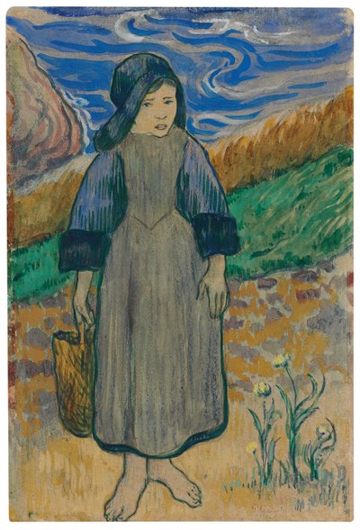 Deniz Kenarındaki Genç Breton Kız; Deniz kenarındaki genç Breton kız, 1889 by Paul Gauguin