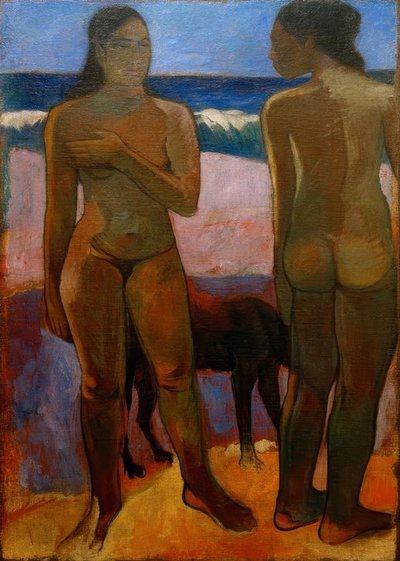 Sahilde iki Tahitili kadın by Paul Gauguin