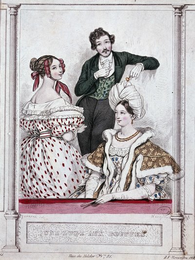 Bukleli bir loca, v.1835 - Gavarni tarafından by Paul Gavarni