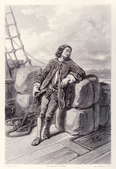 Kaptan Lemuel Gulliver denizde ticaret gemisinde, Jonathan Swift tarafından yazılan Gullivers Travels