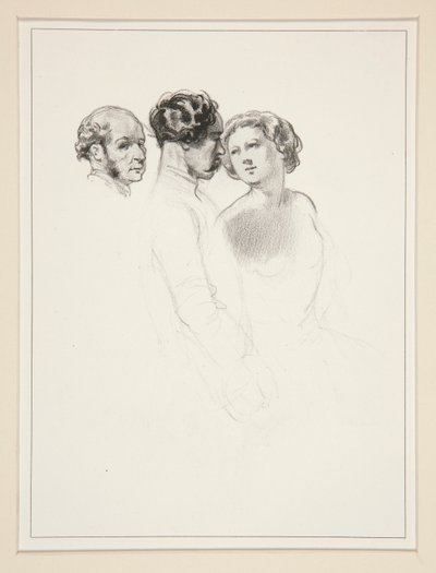 Şekil Çalışması; Üç Figür Grubu by Paul Gavarni