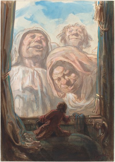 Gulliver, Brobdingnag Ülkesinde Üç Dev Dilenci Tarafından Büyülendi by Paul Gavarni