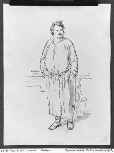 Honore de Balzac (kalem ve mürekkep ve kağıt üzerinde yıkama) by Paul Gavarni