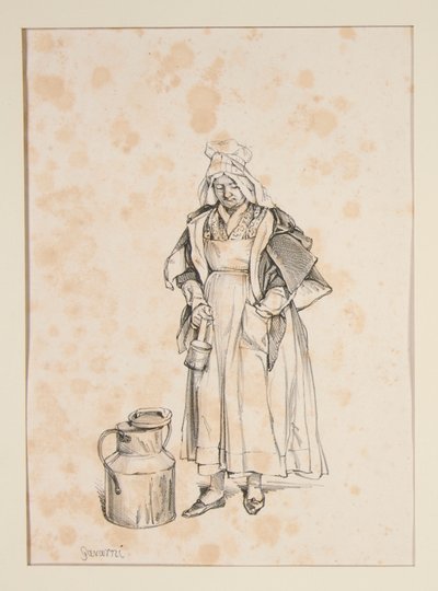 LAITIERE. Sütçü kadın. by Paul Gavarni