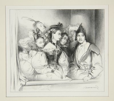 La Loge Du Bal. by Paul Gavarni