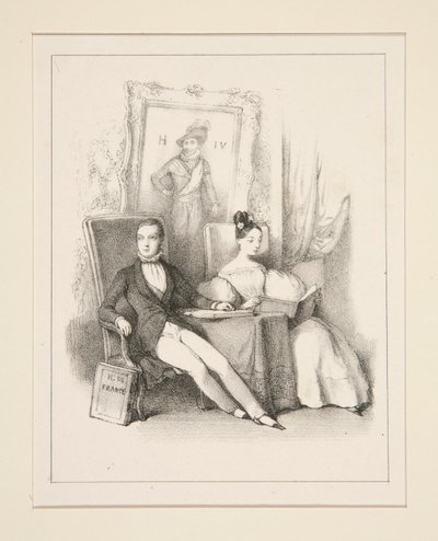 Kardeş ve Kızkardeş / Prag (Henri, Chambord Kontu ve çocukken Parma Düşesi) by Paul Gavarni