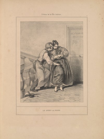 Mahrem Yaşam Sahneleri dizisinden pusu by Paul Gavarni