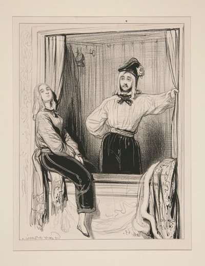 Vikont Aime de Trois Etoiles ve Dame Eloa de Tremblemont gidiyor by Paul Gavarni