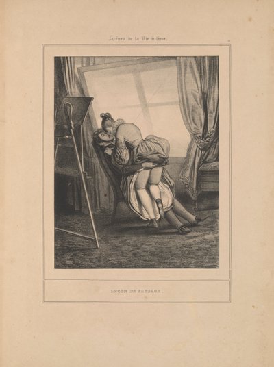 Le?on de paysage, Mahrem Hayatın Sahneleri dizisinden by Paul Gavarni