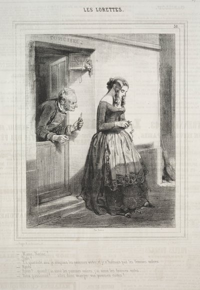 Loretteler, 1842. by Paul Gavarni