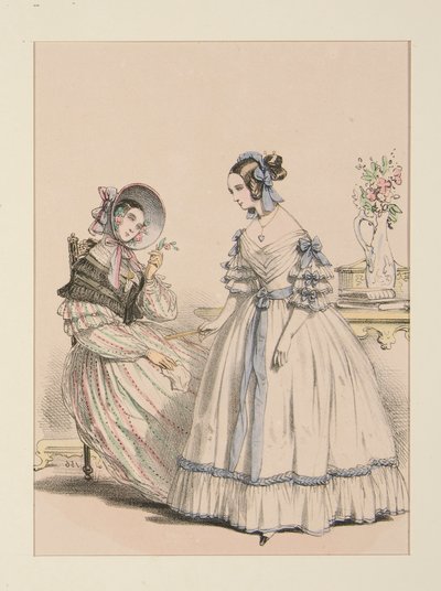 KASIM 1838. Boncuklu çizgili keçi kılı elbise; by Paul Gavarni