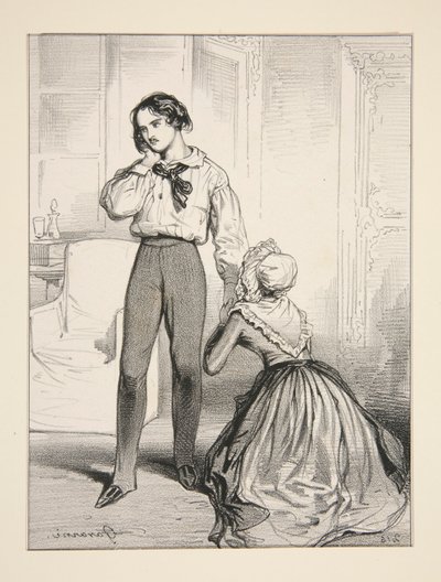 Zavallı anne. IV. Perde / Adolphe Laferriere by Paul Gavarni