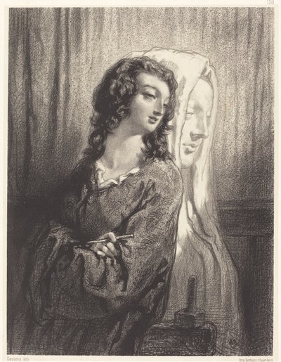 Model ve Figür (La heykel anıtı) by Paul Gavarni