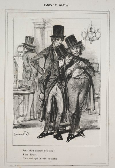 Dün gece Paris Le Matin, 1839 dizisinden seçildin. by Paul Gavarni