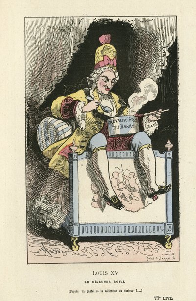 Histoire de France tintamarresque, yaklaşık olarak Hadol (1835-1875) çizimi. 1880 - Eski Rejim - Du Barry Jeanne, XV. Louis by Paul Hadol